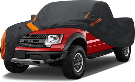 Heavy Duty Waterproof Car Cover for Truck Ford F150, Chevy Silverado, GMC Sierra,Nissan Titan etc All Weather, UV Resistant, Dustproof and Snowproof.Fit Truck Length up 250 inches