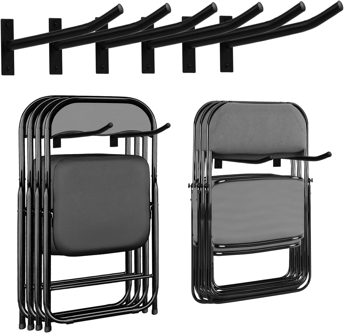 Garage Storage Mechanism Wall Mounted, Folding chair storage rack,Garden Tool Rack Manager Heavy-Duty Folding Chair, Suitablefor Car Tires, Ladders, Chairs, Strollers (Black (3-pack))
