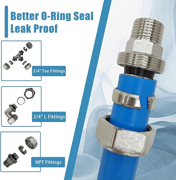 Compressed Air Line Kit,3/4" HDPE Aluminum Piping System,Air compressor Hose kit for Shop Garage Air Line Kit,Leak Proof (200FT)