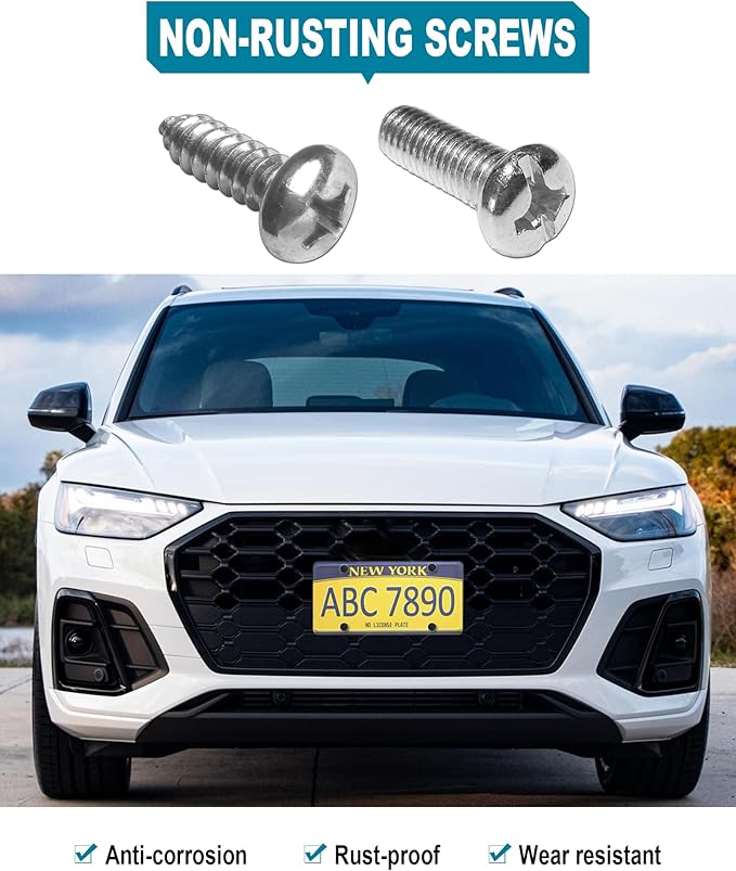 Clear License Plate Covers- 2 Pack Flat Car Plate Protector, Road Legal Unbreakable Acrylic Protective Shield with Screws Caps for Front Rear Car Tags
