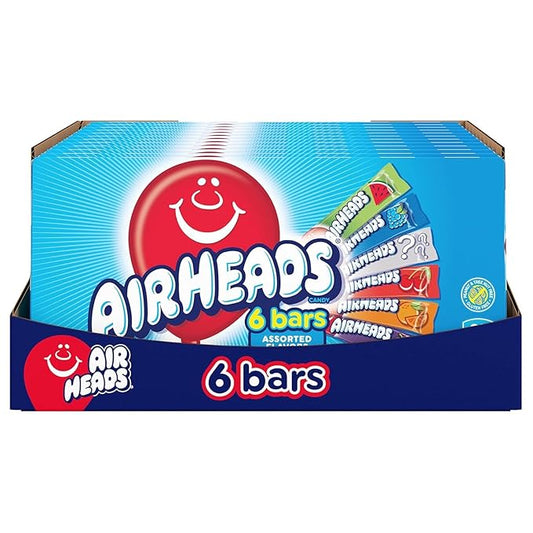 Airheads Candy, Assorted Fruit Flavors, Movie Theater Box, Individually Wrapped Full Size Bars, Non-Melting, 6 Bars per Box, 12 Theater Boxes