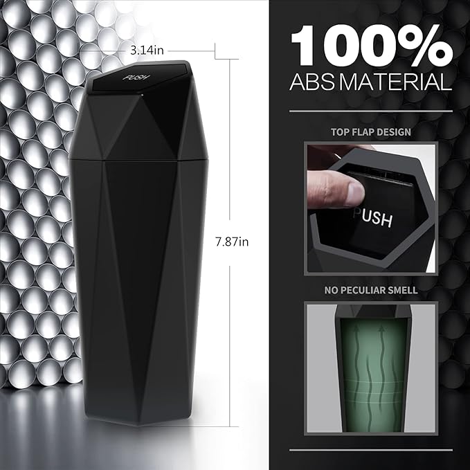 Car Trash Can with Lid,Portable Vehicle Auto Car Garbage Can,Diamond Design Mini Garbage Bin for Automotive Car, Home, Office, Kitchen, Bedroom(2 Packs,Black)