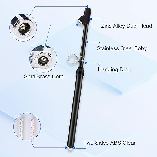 10-Pack Dual Head Tire Pressure Gauge – Heavy Duty 10-150 PSI Air Pressure Gauge with Stainless Steel Body, Metal Nozzle & Durable Plated Brass – for Cars, Trucks, Bikes, RVs (Black)