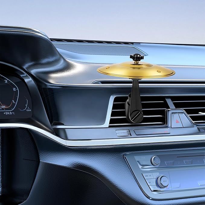 Car Cymbal Drum for Car Air Vent, Funny Musical Instruments Gadget for Music Lovers (Gold)