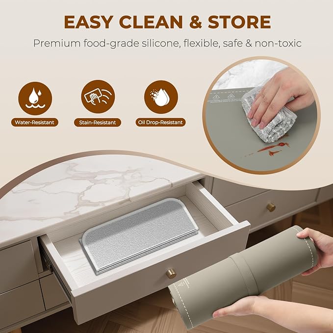 Homelove Food Warming Mat for Parties Buffet - Full Surface Fast Heating Electric Warming Tray with 7 Temp-Settings & 8H Timer, Portable Roll Up Food Warmer with Heat Insulation Pad XL-Khaki