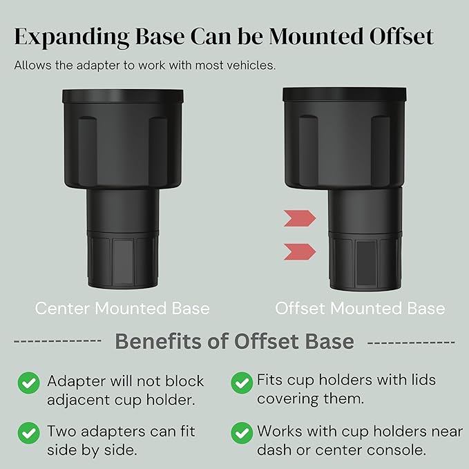 [Patented & Upgraded] Car Cup Holder Expander - Adapter Holds: Hydro-Flask, Yeti, Nalgene, Owala, Large (32 40 oz) Water Bottles - Adjustable Expandable Insert Extender ??Universal