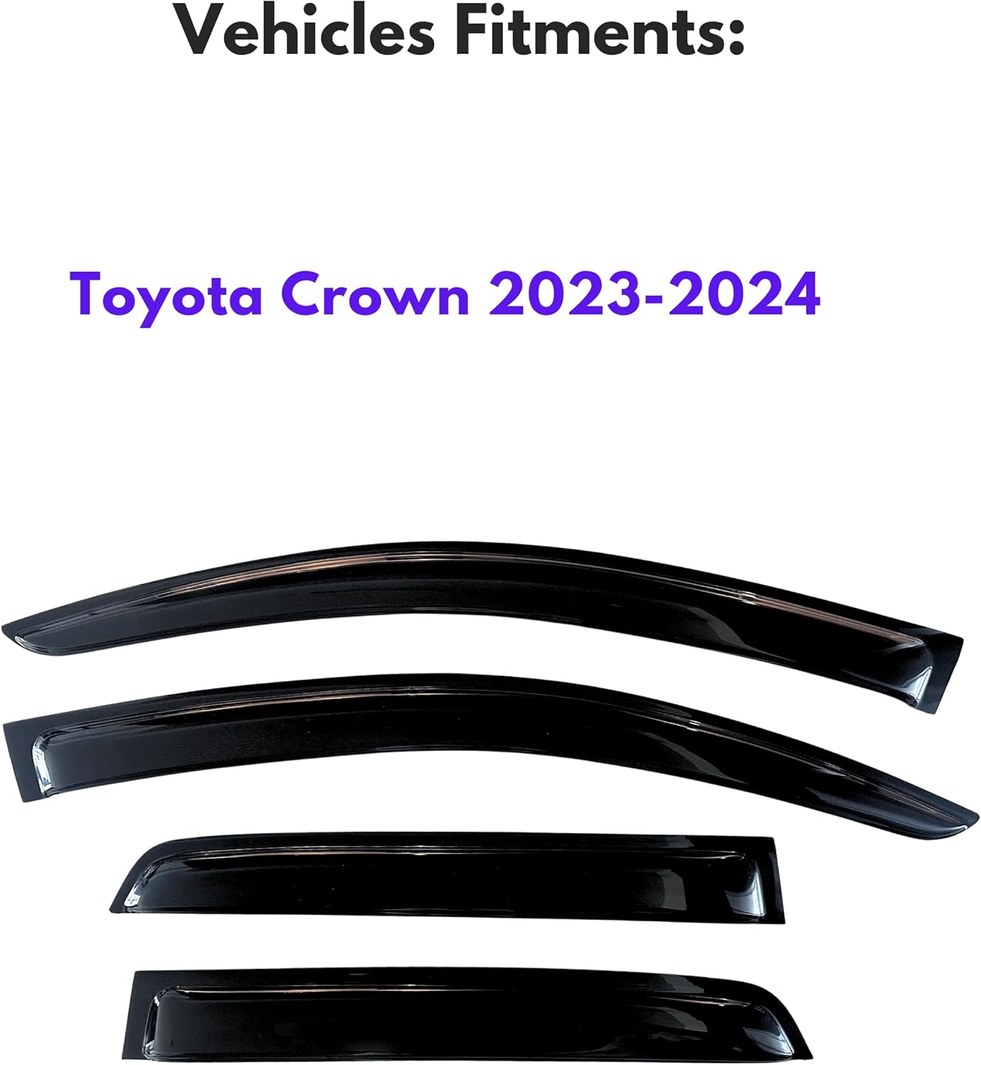 KPY Window Visor Compatible with Toyota Crown 2023-2024, 4PC Rain Guard Side Window Vent Deflectors Tape-On Style, 2023 2024