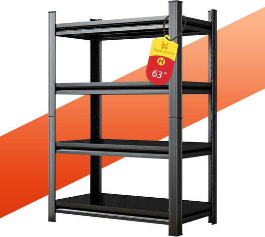 63''H Heavy Duty Metal Shelving Unit, 2000 lbs Total Capacity, Dual-Layer Column, Tool-Free Assembly, All-Steel Construction for Garage, Warehouse, Basement,45.3''W x 15.7''D x 63" H