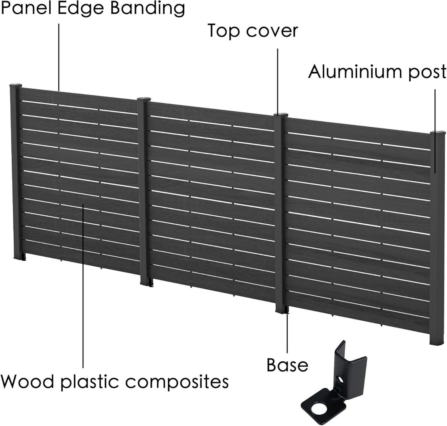 Kozyard 50" W x 48" H Privacy Screens Fence Panel Specifically for Hard Surfaces, Aluminum Post Air Conditioner Fence Panels, with Hard Surface Installation Kit for Outdoor Backyard Patio