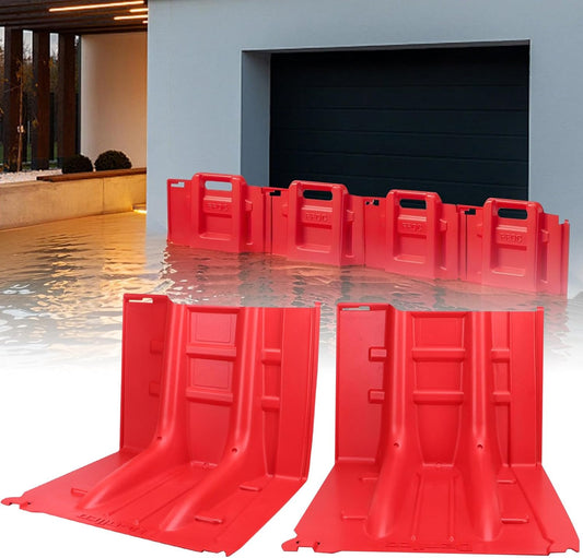 Flood Prevention Barrier, ABS L-Type Baffle Water Barrier Reusable, Door Flood Barriers for Home, Removable Combined for Garage Doors, Warehouses, Basements and School (16pcs)