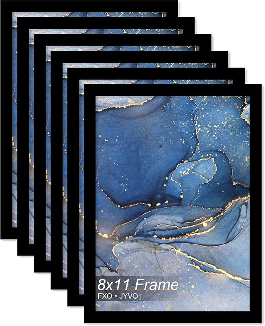 8x11 Picture Frame Set of 6, Black Frame for 8 x 11 Inch Picture Poster Photo, Light Weight and High Transparent 8 by 11 Frame for Wall - 6 Pack/Black/8"x11"