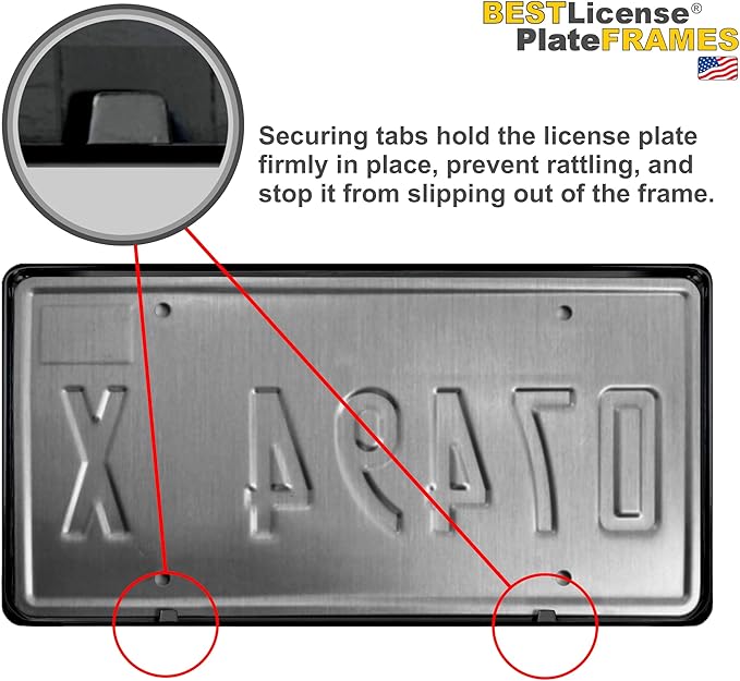 Custom Personalized Black Powder-Coated Metal Laser Engraved Standard Size - Car/Automobile License Plate Frame with Free caps - Orange/White Text (Qty: 1 Frame)