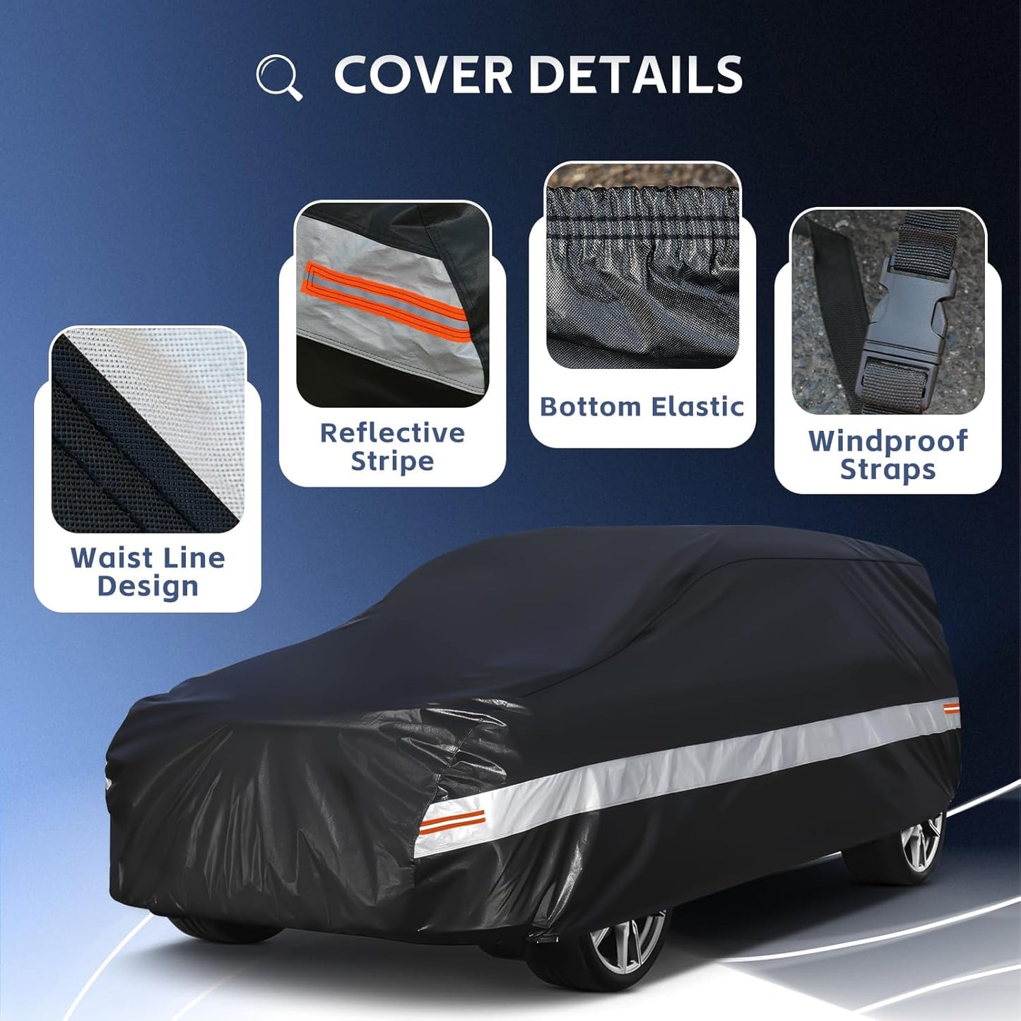 10 Layers SUV Car Cover Custom Fit for Dodge Durango (2004-2024) Waterproof All Weather for Automobiles, Outdoor Full Cover Sun UV Rain Protection with Cotton. Black