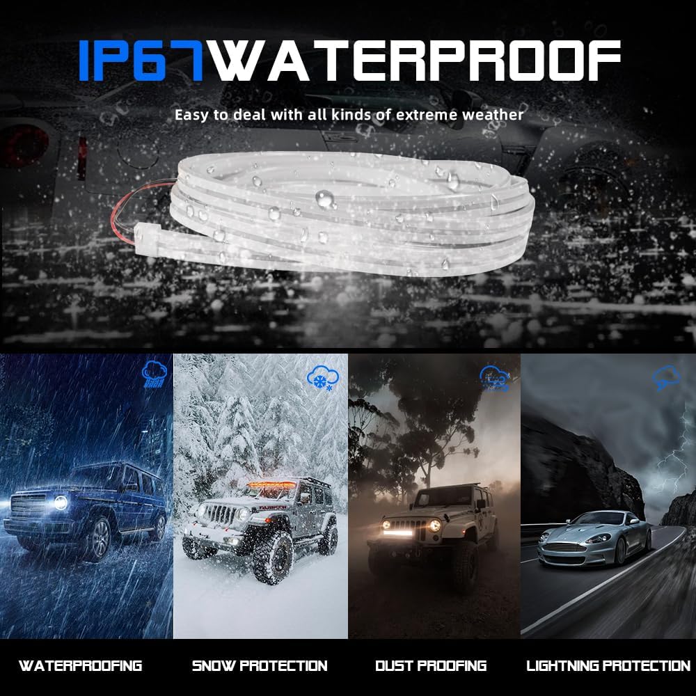 Upgrade Dynamic Flowing Car LED Trunk Light Strip, 158Inch Universal Flexible Cutting Silicone Waterproof Neon Lights Strip, 12V Interior Ambient Lighting for Cars SUVs(White)