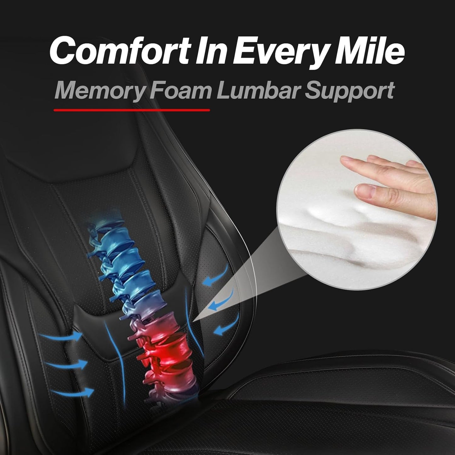 Coverland Custom Car Seat Covers Compatible with 2007-2014 Sierra 2500HD Crew Cab - Premium Leather Non-Slip Memory Foam Waterproof Interior Protector Full Set-Black [See Size Chart-Size X136]