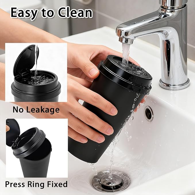 Car Trash Can Bin with Lid - 2 Pack Mini Car Garbage Can Cup Holder-Black Small Leakproof Vehicle Trash Bin-Automotive Organizers and Storage for Back Seat Door SUV Accessories