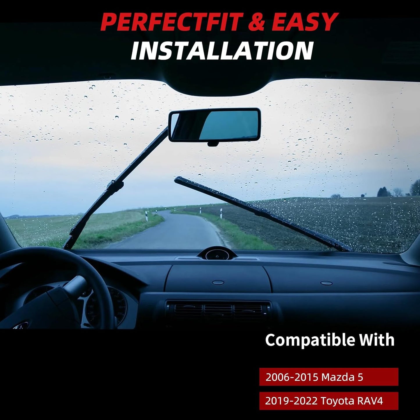 OTUAYAUTO Premium Windshield Wiper Blades - Replacement for Toyota RAV4 19-23, Mazda 5 06-15 - Precision Fit, All-Weather Performance, Front and Rear Wiper Blades, U Hook - 26"+16"+12" (Pack of 3)