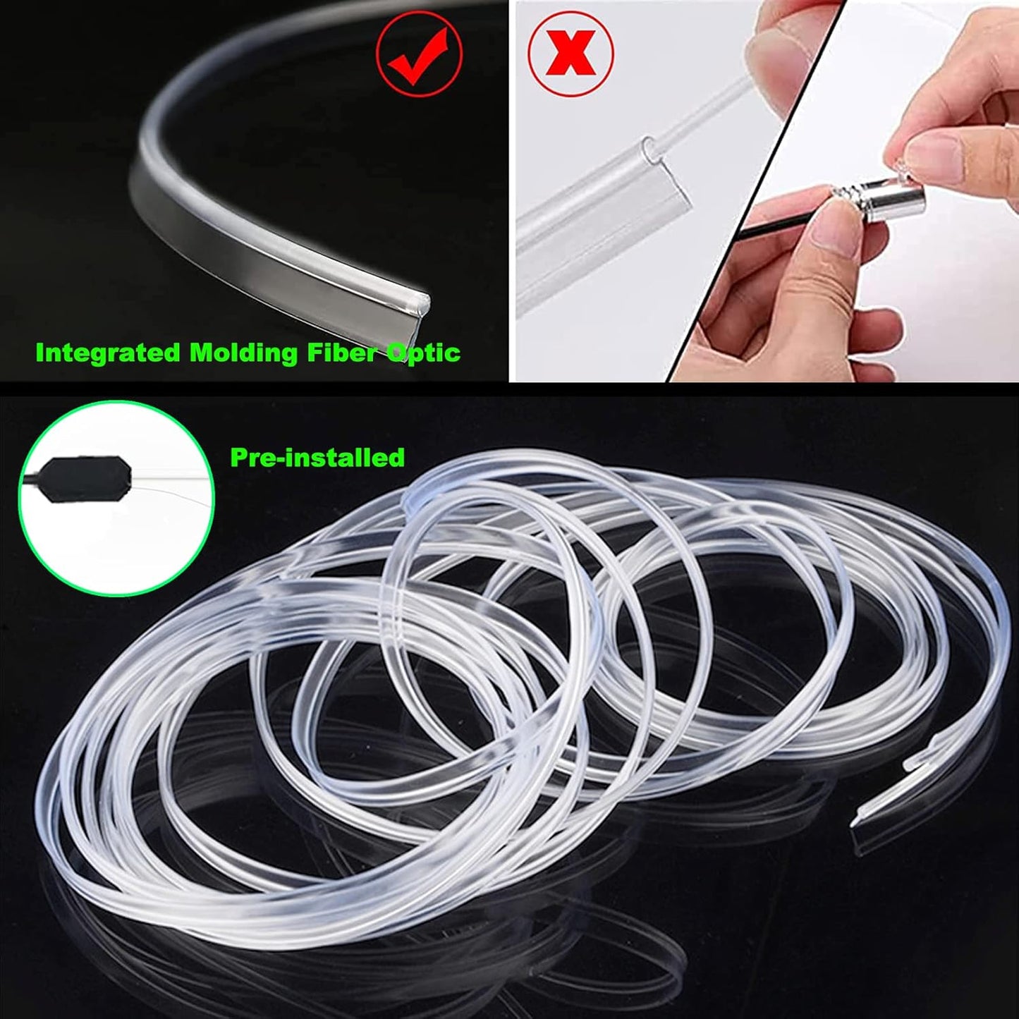 USB Car LED Lights, Interior Car Lights Strip with APP and RF Remote Control, 2 in 1 Ambient Lighting with 157 inches Fiber Optic Music Sync Simple Installation EL Wire Lights (2 in 1/157 inches)