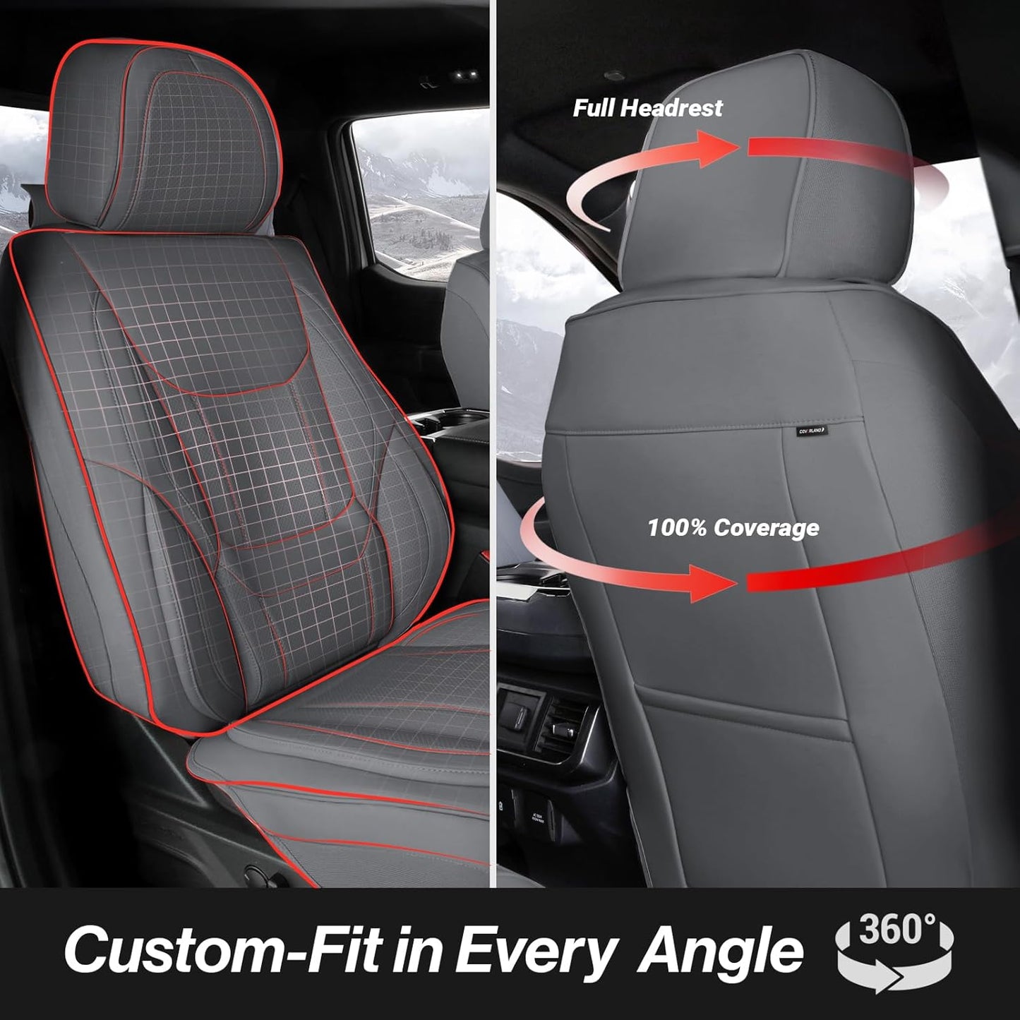 Coverland Custom Car Seat Covers Compatible with 2007-2013 Tundra Double Cab - Premium Leather Non-Slip Memory Foam Waterproof Cover Interior Protector Full Set-Dark Gray [See Size Chart-Size X134]