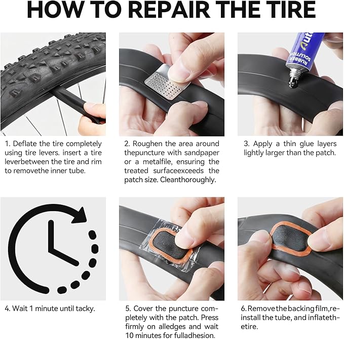 AUTOWN Bike Tire Repair Kit, 32PCS Bicycle Inner Tube Patch Kit with Patches, Tire Levers, Rubber Repair Sealants and Portable Case for Bikes, Motorcycles & Inflatable Tubes