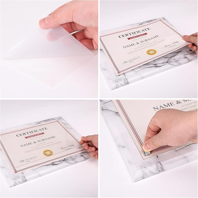 PETAFLOP Picture Frames 8.5 x 11 Marble Color Design, Certificate Award Document Plaque Wall Mounted Display, Single
