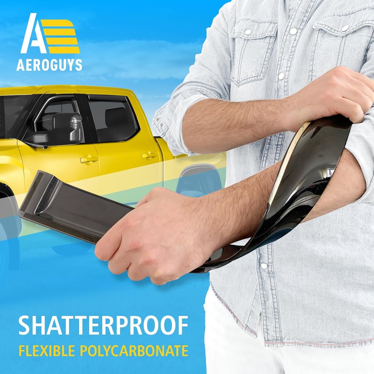 Extra Durable Window Deflectors in-Channel Window Visors Rain Guards Fit for Toyota Tundra 2022-2025 CrewMax, Sun Visors, Wind Vent for Shades, Exterior Car Accessories - 4 pcs. AG0915