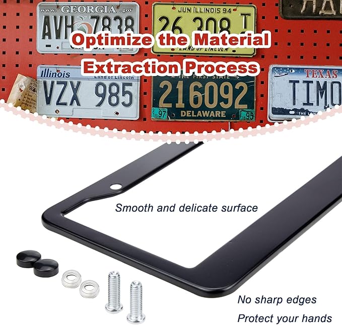 Matte Black License Plate Frames - Airxwills License Plate Covers, 2 Packs Universal Aluminum Tag Frame for License Plate for Front and Rear Car Tag.