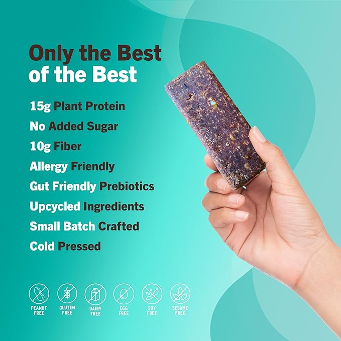Amrita Nut Free Vegan Protein Bars 6 Flavor Variety Pack ( 12 Count ) | 15g Plant-Based Protein Bar | Peanut-Free, Gluten Free, and Dairy-Free | No Added Sugar, High Fiber, Healthy Snacks for Kids/Adults