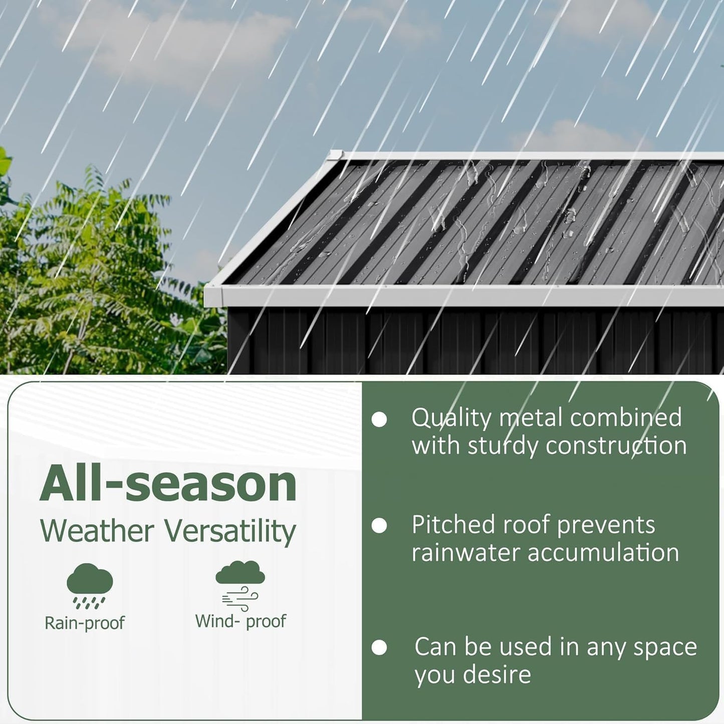 WKM 5X3 FT Outdoor Storage Shed, Utility Metal Tool Storage with Lockable Doors and Updated Frame Structure, Metal Garden Shed for Backyard, Patio Lawn, Black