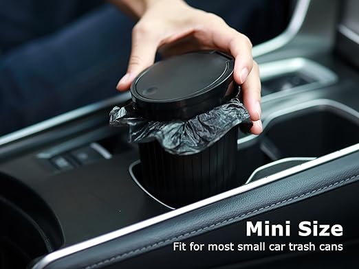 Ginsco 0.8 Gallons Disposable Trash Bags for Mini Car Trash Can, Portable Small Car Garbage Bags, Cars Accessories, Mini Trash Bags, Plastic Trash Bag for Cars/Home/Office (4 Rolls/60 Counts) Black