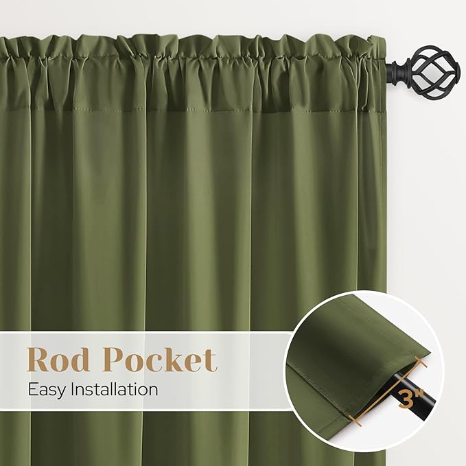 HOMEIDEAS Non-See-Through Olive Green Privacy Sheer Kitchen Curtains, 30 X 24 Inches Long 2 Panels Sheer Curtains Light Filtering Window Drapes for Bedroom Living Room