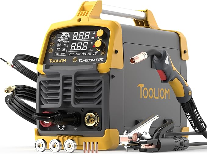 TOOLIOM 200A MIG Welder 5 in 1 MIG/Flux MIG/Spool Gun Mig/Lift TIG/Stick Welder 110/220V Dual Voltage Aluminum Welding Machine