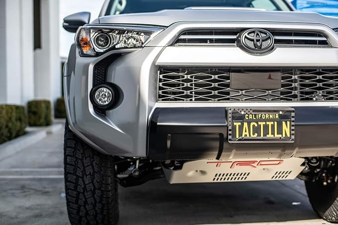 TACTILIAN American Flag License Plate Frame - Subdued 3D Embossed USA Flag in Black Gloss on Matte Finish for Car, Truck or SUV (Gloss on Matte Black)
