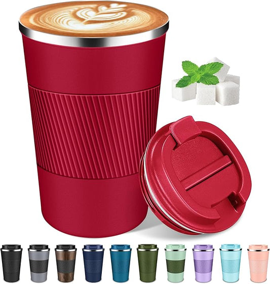 Coffee Travel Mug 12oz Insulated Coffee Mug with Lid Portable Spill-Proof Coffee Travel Mug No Handle Reusable Stainless Steel Mug Keeps Cold and Hot Suitable for Car, Daily, Travel and Gifts