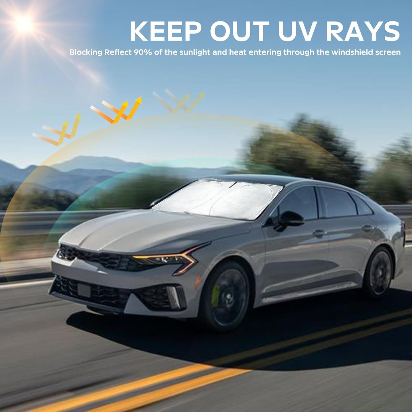 INSAUTO for K5 Windshield Sun Shade Window Sunshade for Kia K5 2021 2022 2023 2024 2025 2026 Windshield Cover Foldable Car Front Sun Visor Shield Blocks UV Rays Sun Protector Accessories