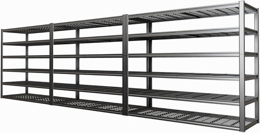 65" W Garage Shelving Heavy Duty, 6 Tier Garage Shelves, Adjustable Storage Shelving Unit, Commercial Metal Shelf for Warehouse, Pantry, School, Shop, 3 Pack