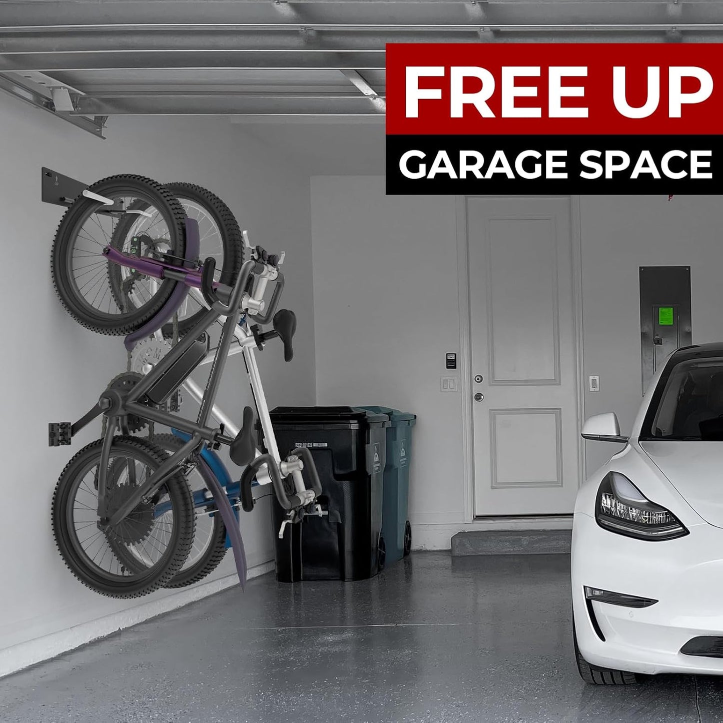 Fat Tire Bike Rack Wall Mount Garage Storage,Fat Tire Bike Storage Rack for Garage,Heavy Duty Fat Tire Bike Wall Mount Hanger Hooks Max 100lbs,Vertical Fat Tire Mountain Bike Rack(Hold 2 Bikes)