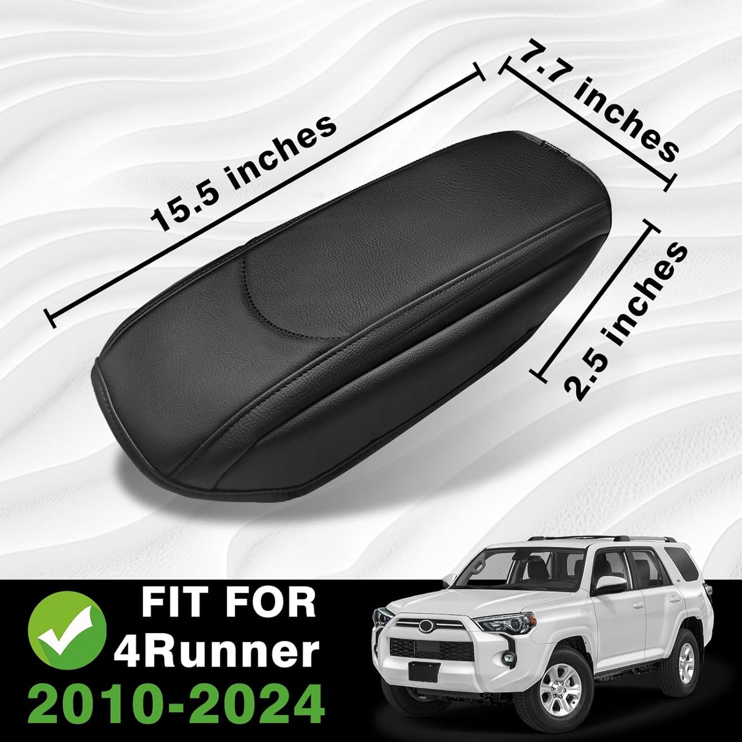 Muslogy Center Console Armrest Cover Compatible with Toyota 4Runner 2010-2024 Comfort Armrest Pad Arm Rest Cushion Vegan Leather Protector Regular Thick