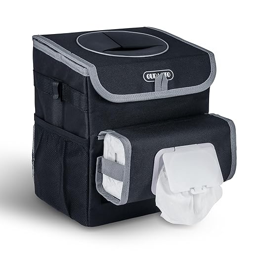 Car Trash Can for Back Seat Car Accessories Interior Car Garbage Can Car Trash Bin for Cars SUV with 2 Removable Leakproof Interior Liner, Adjustable Car Tissue Holder,2 Gallons(Black)