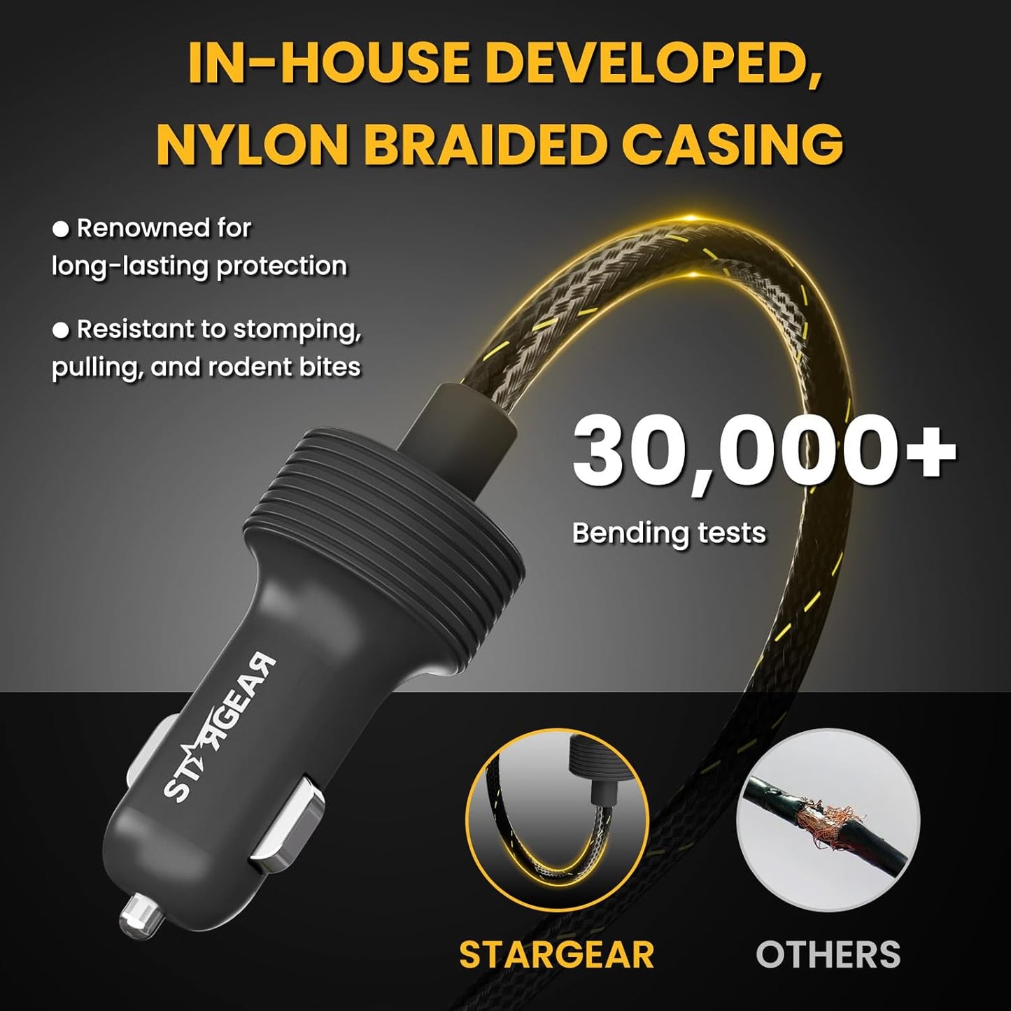 Starlink Mini Cable 12V Power Cable 3M/10FT, Braided Wear-Resistant Starlink Mini Accessories Cigarette Lighter to DC Cord, 12V-48V Car Charger Car Adapter