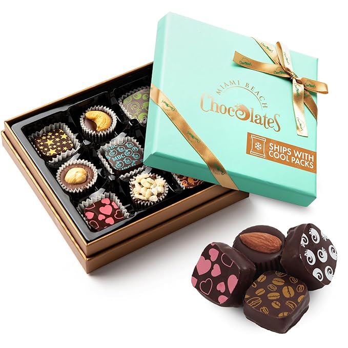 Vegan Dark Chocolate Truffles Gift Box, 9 Pieces of Chocolates Gift Box, Ultimate Assorted Chocolates for Birthdays, Holidays or Corporate Gifts, A Premium Kosher Chocolate Experience for Gifting