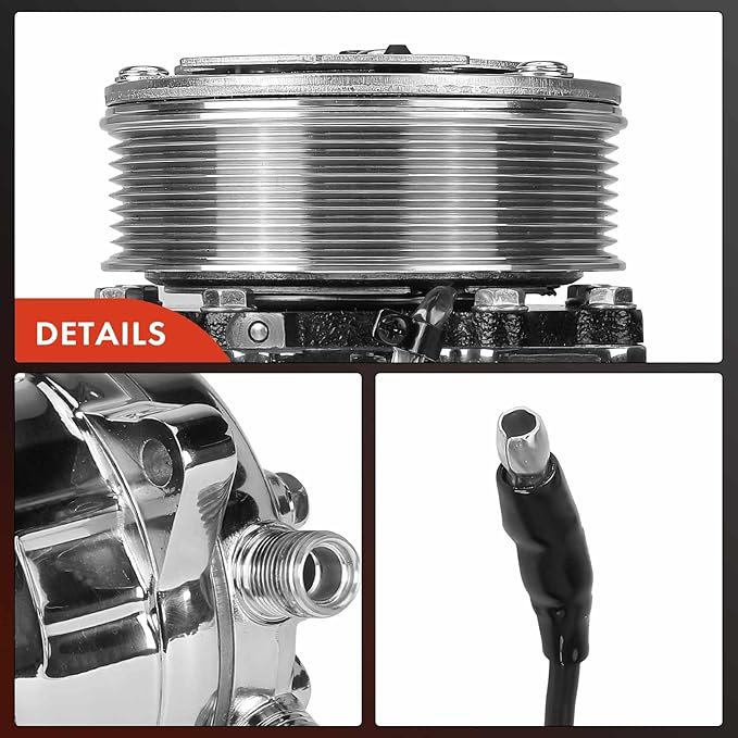 A-Premium Fit for Sanden 508 8PK Style, Universal A/C Compressor with Clutch, 8 Groove Serpentine Belt, Chrome Plated Aluminum Housing
