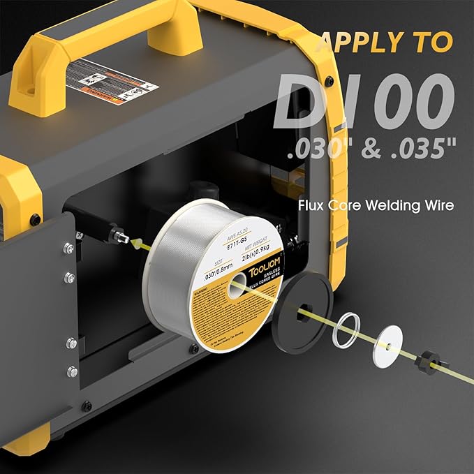 TOOLIOM 135A Gasless Flux Core MIG Welder 110V MIG Welder Flux MIG/Lift TIG/Stick 3 in 1 Welding Machine IGBT DC Inverter with LCD Display