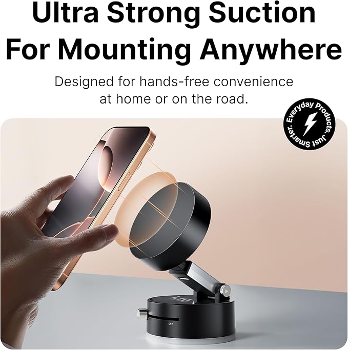 It's Just Smart IJS 360° Magnetic Phone Holder for Car with Ultra Strong Secure Lock Suction | Adjustable magsafe car Mount Compatible with iPhone & Samsung