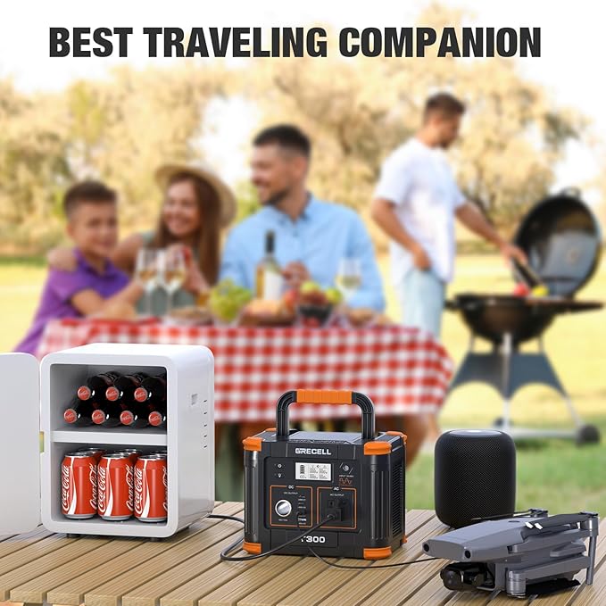 GRECELL Portable Power Station 300W 230.88Wh, Solar Generator with 60W USB-C PD Charging & 110V AC Outlet Backup Battery for Camping Trips Travel & Home Blackouts