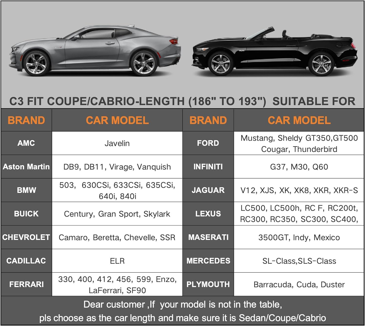 Kayme 7 Layers Car Cover Waterproof All Weather for Automobiles, Outdoor Full Coupe Cover Rain Sun UV Protection, Universal Fit for Ford Mustang, Chevy Camaro, Jaguar XK, XKR, Etc. (186-193 inch)