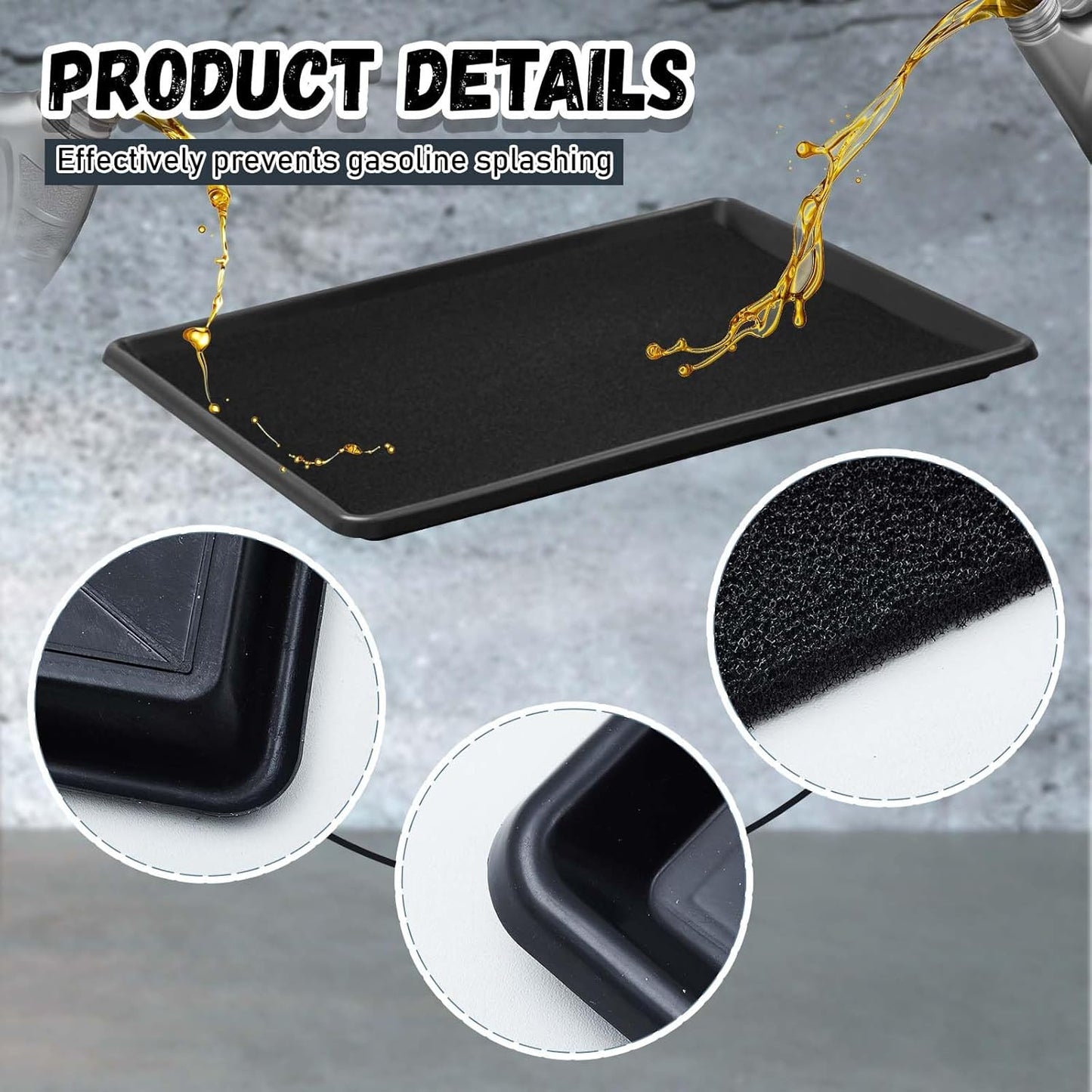 Uiifan 2 Sets 27'' x 20''x 1.4'' Oil Drain Drip Pan for Car with Square No Splatter Pad Oil Drip Tray with Mat for Under Car Transmission Garage Automotive Driveway to Keep Floor Clean, Black