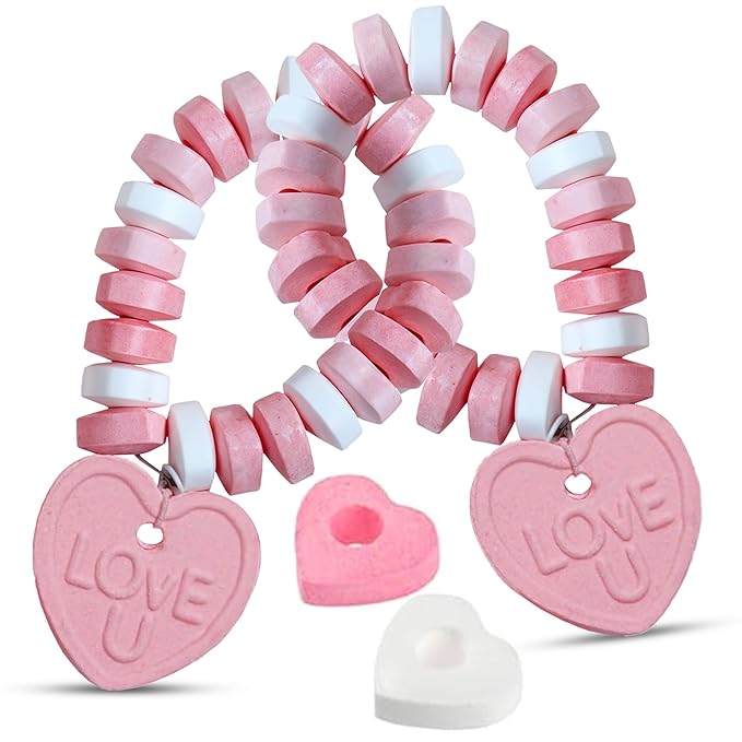 24 Heart Candy Bracelets - 15g Candy Bracelet Individually Wrapped - Heart Shaped Candy - Great for Candy Bags and Party Favors