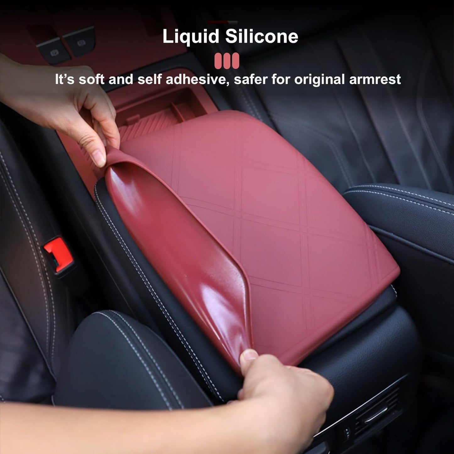Silicone Armrest Cover Compatible with Audi Q5 2018-2025, Non-Slip Center Console Cover Arm Rest Protector for Audi Q5/SQ5 2018 2019 2020 2021 2022 2023 2024 2025 Interior Accessories (Black)