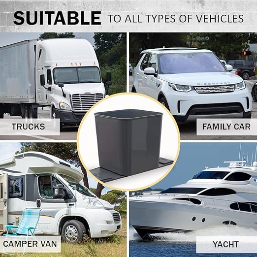 Car Trash Can for Vehicles Leakproof Compact Garbage Bin w/ Stability Flap, Anti-Slip Base, Portable Trash Holder for Cars, Trucks, SUVs, Minivans Compact, Easy to Clean Auto Container Organizer Gray